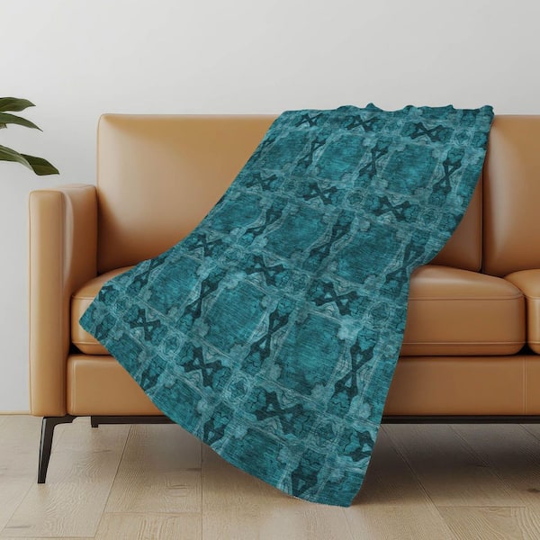 Premium Machine Washable ASB564 Teal 50 in. x 70 in. Sherpa Throw Blanket