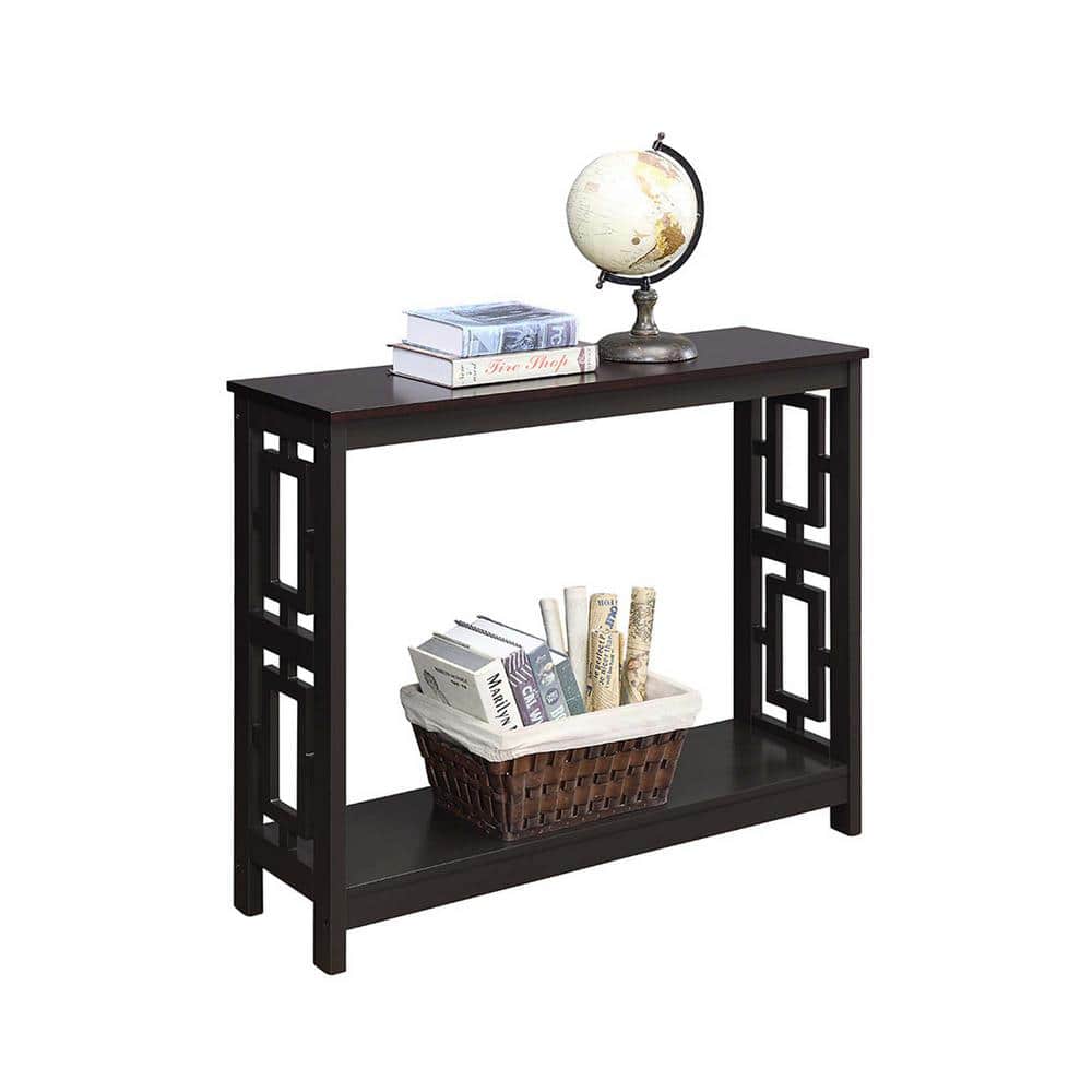Town Square Espresso 40" Wood Console Table with Storage Shelf