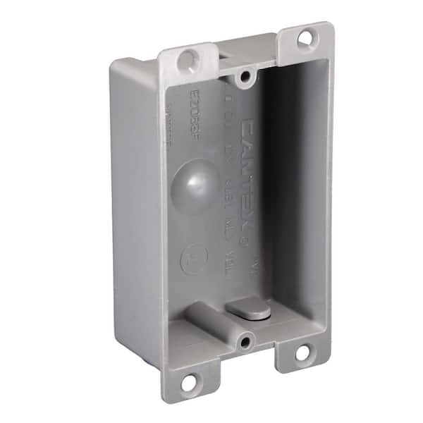 Old Work 1-Gang 8 cu. in. Nail-on Shallow Electrical Outlet Box and Switch Box with Flanges, Gray