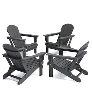 Classic Gray Folding Plastic Adirondack Chair (Set of 4)