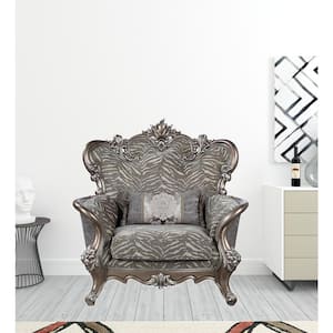 Charlie Fabric and Antique Bronze Finish Fabric Wingback Chair with Removable and Tufted Cushions