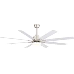 66 in. LED Indoor/Outdoor Nickel Smart Ceiling Fan with Remote and App Control