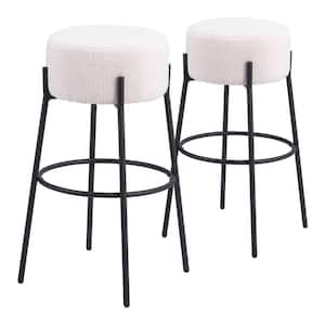 Blanche 30.7 in. Backless Plywood Frame Barstool with 100% Polyester Seat - (Set of 2)