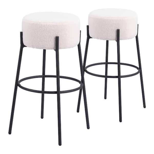 ZUO Blanche 30.7 in. Backless Plywood Frame Barstool with 100% Polyester Seat - (Set of 2)