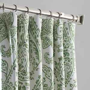 Tea Time Green Floral Room Darkening Curtain - 50 in. W x 96 in. L (1 Panel)