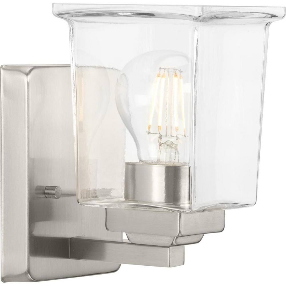 Gilmour 4.5 in. 1-Light Brushed Nickel Vanity Light with Clear Glass Shade for Bath and Vanity price history on PriceWatchPro