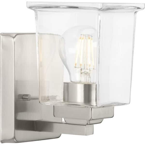 Progress Lighting Gilmour 4.5 in. 1-Light Brushed Nickel Vanity Light with Clear Glass Shade for Bath and Vanity