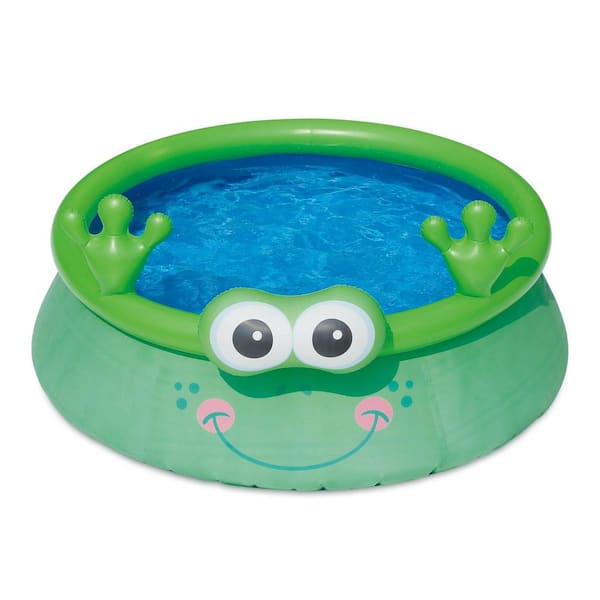 Summer Waves 6 ft. Dia Round 20 in. Deep Frog Inflatable Shade Kiddie Pool