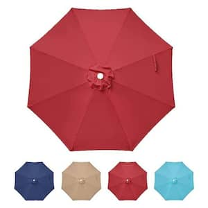 9 in. Patio Umbrella Replacement Canopy Outdoor Table Market Yard Umbrella Polyester Replacement Top Cover Red