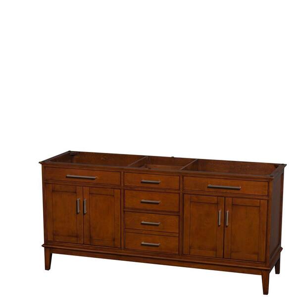 Wyndham Collection Hatton 71 in. Vanity Cabinet Only in Light Chestnut