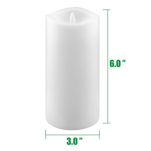 Stonebriar Collection 3 in. x 6 in. Real Wax LED Candle Set with Remote, White, 6-Pack