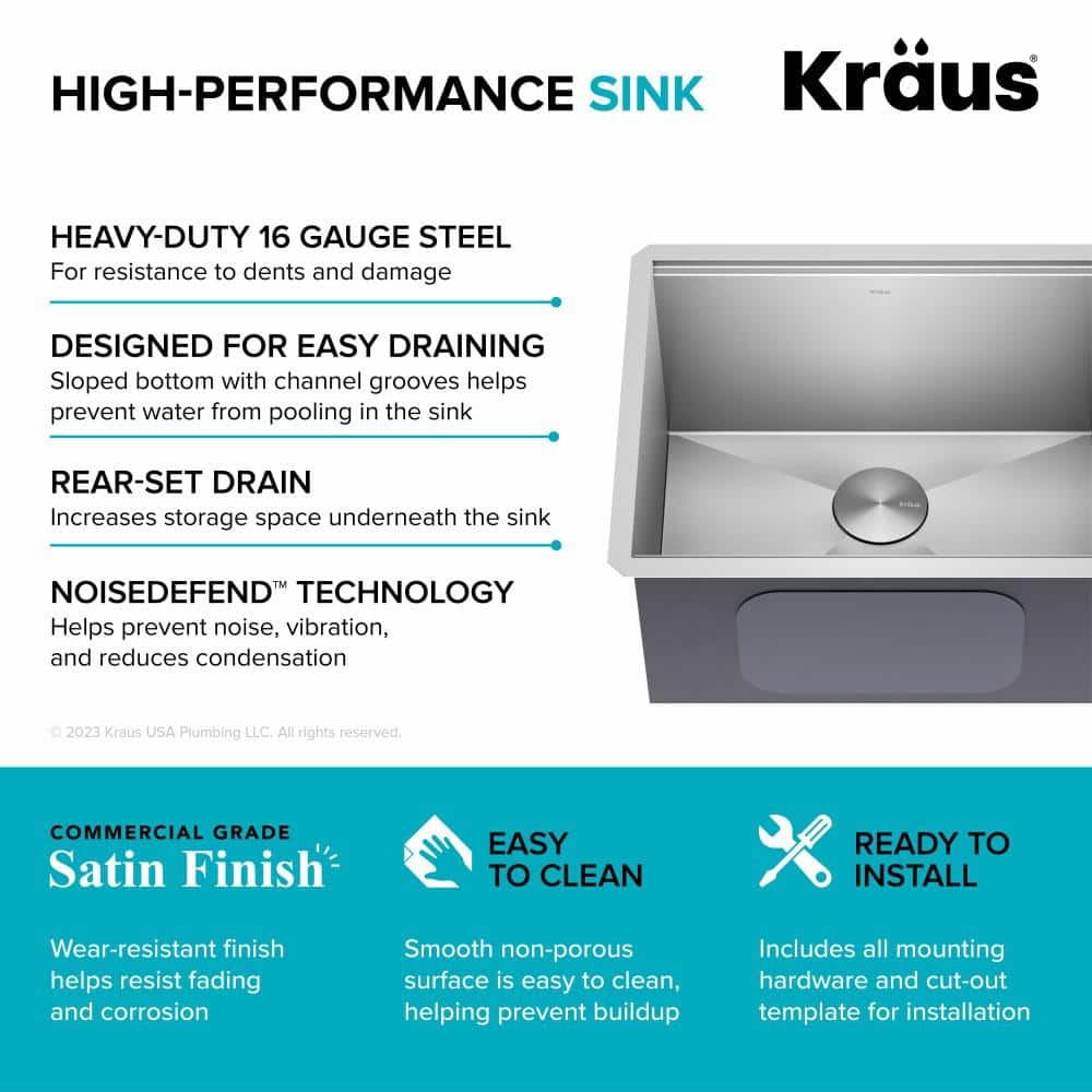 Kore 23-Inch Stainless Steel Undermount Workstation Sink
