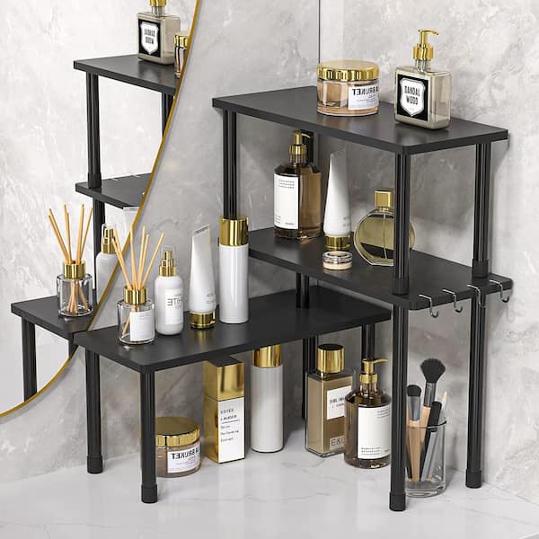 Stainless Steel Gold & Black Bathroom Corner Shelf Shower Rack Storage  Organizer