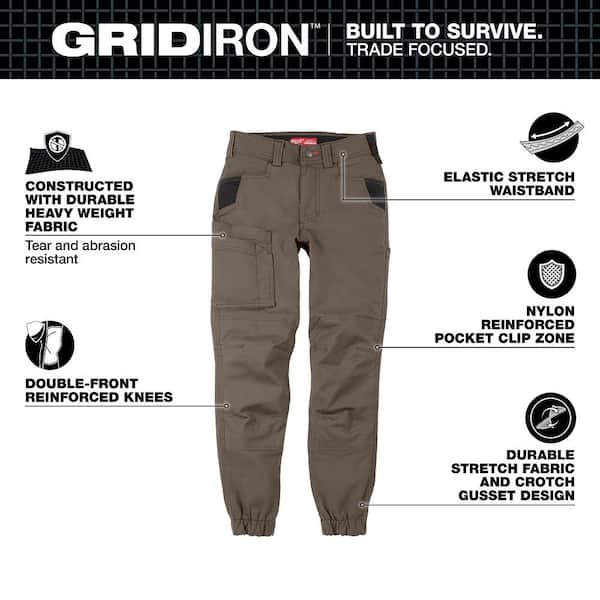 Women's Size 2 Brown GRIDIRION Double Knee Jogger Work Pants with 6 Pockets