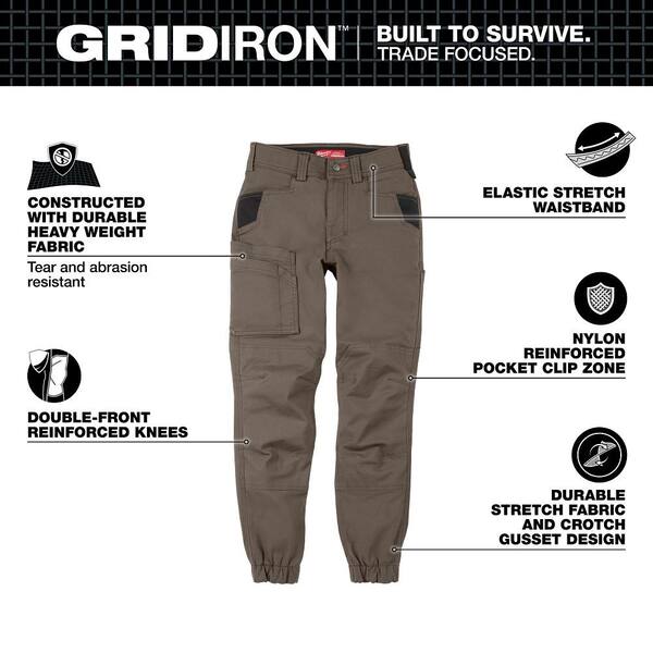 Milwaukee Women's Brown GRIDIRION Double Knee Jogger Work Pants with 6 Pockets