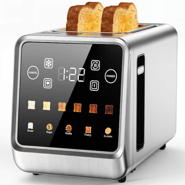 Numhew 2 Slice Touch Screen Toaster with Single Slot Toasting and Memory Function, 5 Bread Types, 6 Shade Settings, Black
