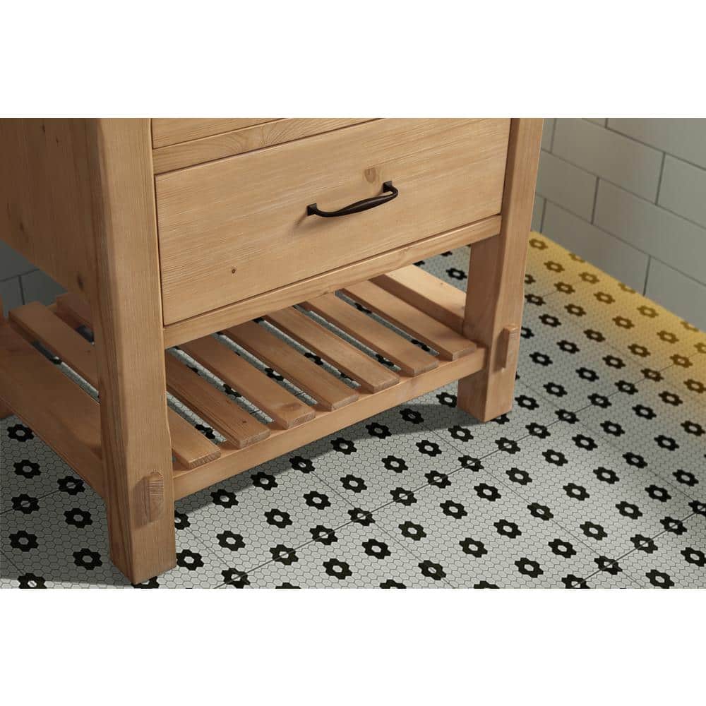 Marina Driftwood 30" Solid Wood Bathroom Vanity with Marble Top