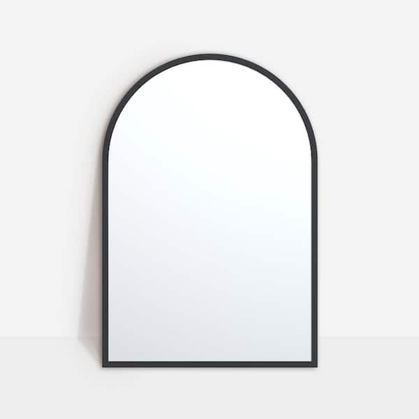 Dovelina 31.5 in. W x 35.5 in. H Modern Arched Shape Wooden Framed Black Wall Mirror Floor Leaning Mirror (Set of 2)