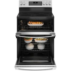 30 in. 6.6 cu. ft. Double Oven Convection Electric Range with Air Fry in Stainless Steel