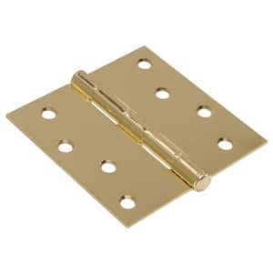 4 in. Brass Residential Door Hinge with Square Corner Removable Pin Full Mortise (9-Pack)