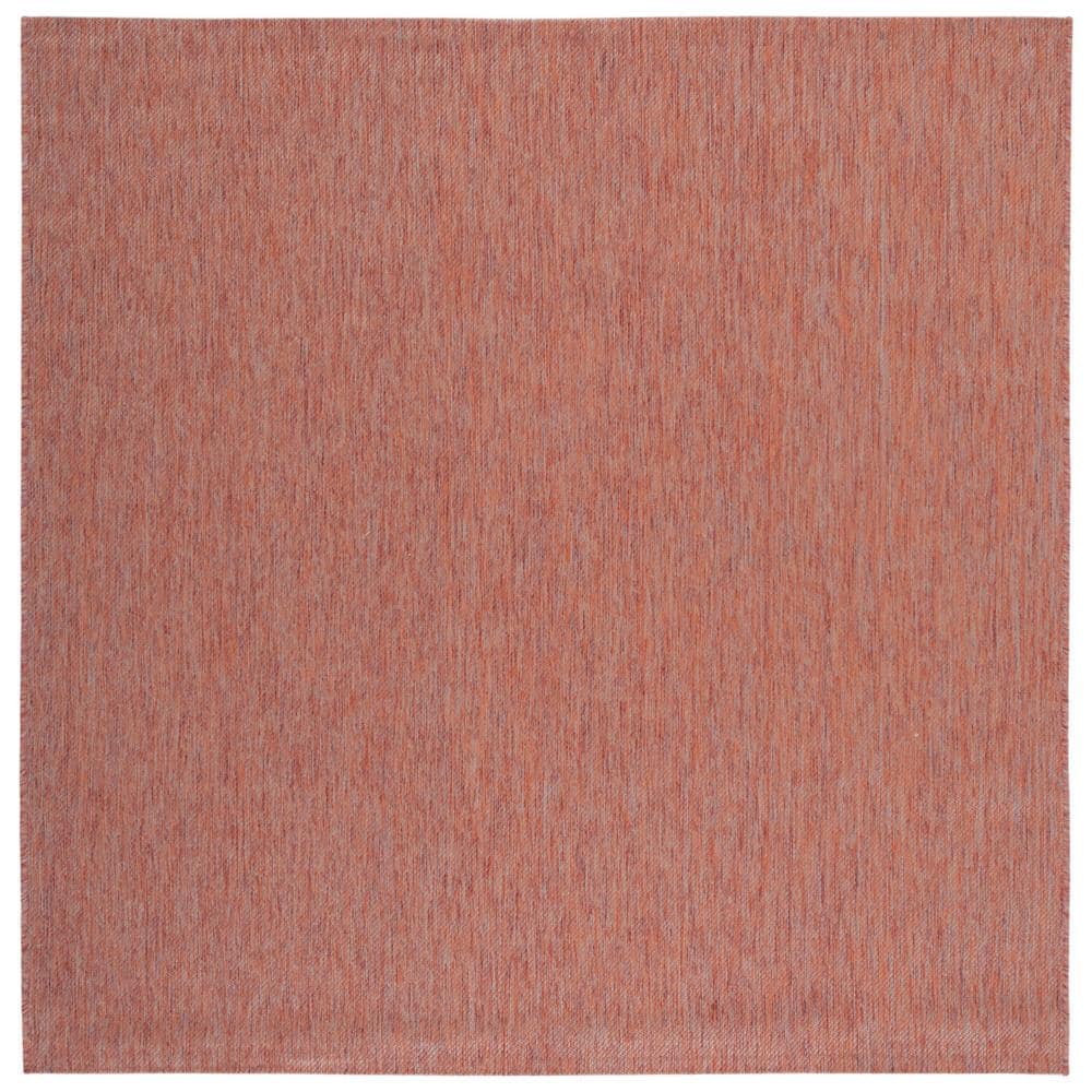Rust Square Synthetic Non-slip Indoor/Outdoor Area Rug