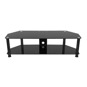SDC1400CMBB-A TV Stand with Cable Management for up to 65 in. TVs Black Glass, Black Legs