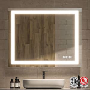 32 in. W x 40 in. H Rectangular Frameless Anti-Fog LED Wall Bathroom Vanity Mirror with Backlit and Front Light