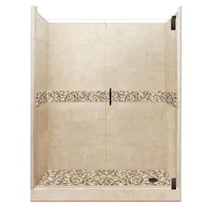 Roma Grand Hinged 30 in. x 60 in. x 80 in. Right Drain Alcove Shower Kit in Brown Sugar and Old Bronze Hardware