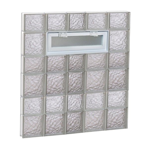 Clearly Secure 36.75 in. x 40.5 in. x 3.125 in. Frameless Ice Pattern Vented Glass Block Window