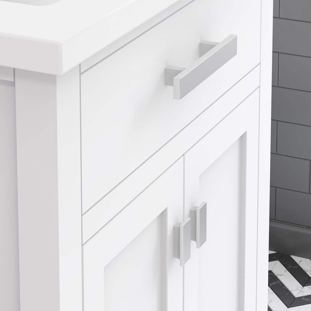 Myra Pure White Solid Wood Single Bathroom Vanity with Ceramic Sink