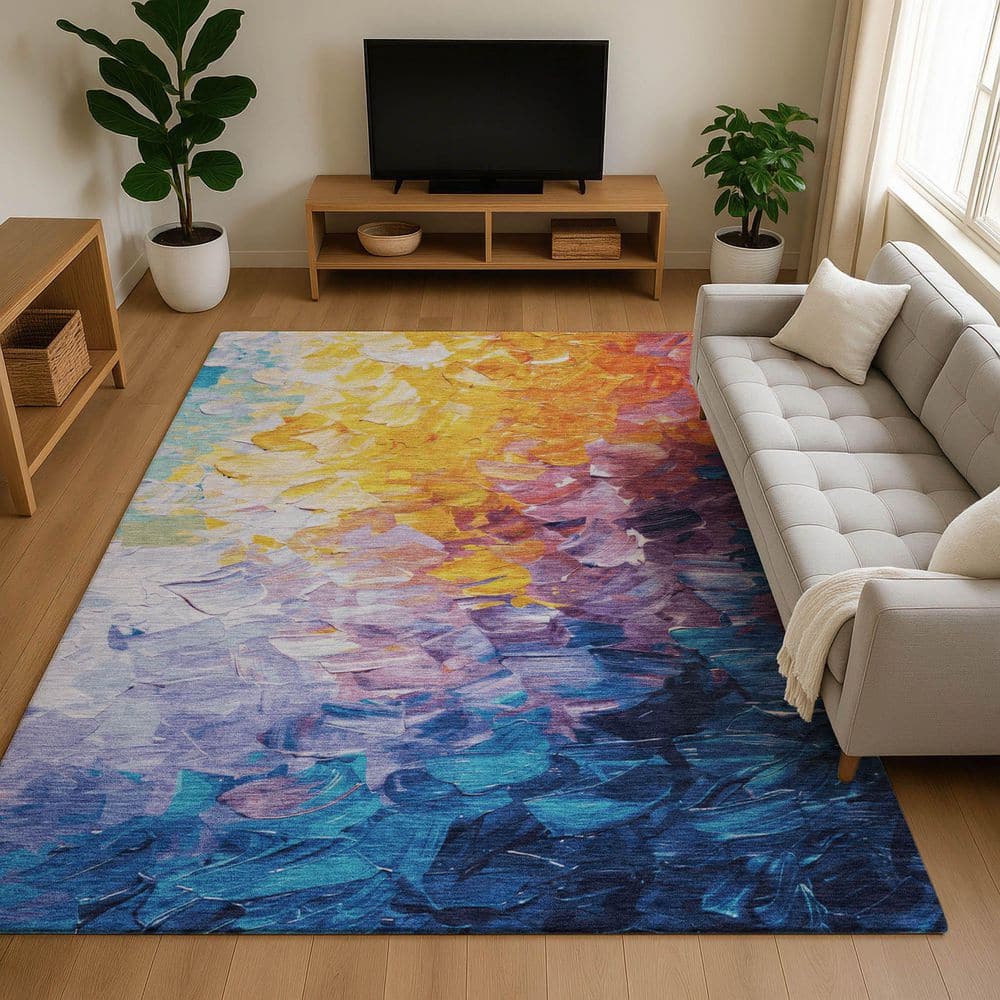 Mayfield Premium Machine Washable Abstract AMF1674 Gold 5 ft. x 7 ft. 6 in. Area Rug price history on PriceWatchPro