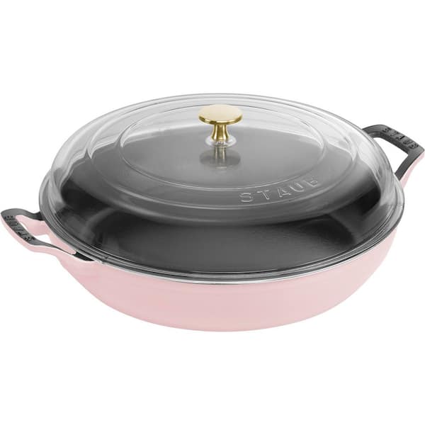 Cast Iron 3.5-qt Braiser with Glass Lid - Peony Pink