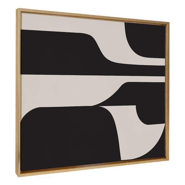 Kate and Laurel Sylvie Eye Catching Sleek Abstract 6-Black and Beige by the Creative Bunch Studio Framed Art Print 31 in. x 42 in.
