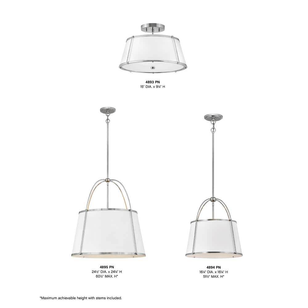 Elegant 2-Light Polished Nickel Drum LED Semi-Flush Mount
