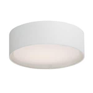 Prime 16 in. White Linen Flush Mount with Integrated LED