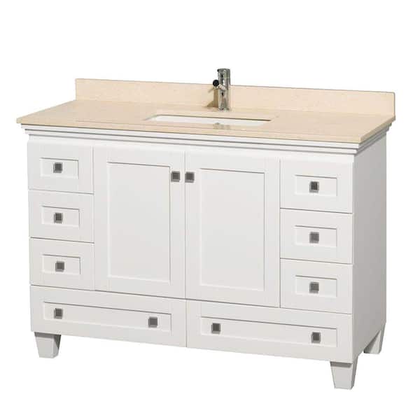 Wyndham Collection Acclaim 48 in. Vanity in White with Marble Vanity Top in Ivory and Square Sink
