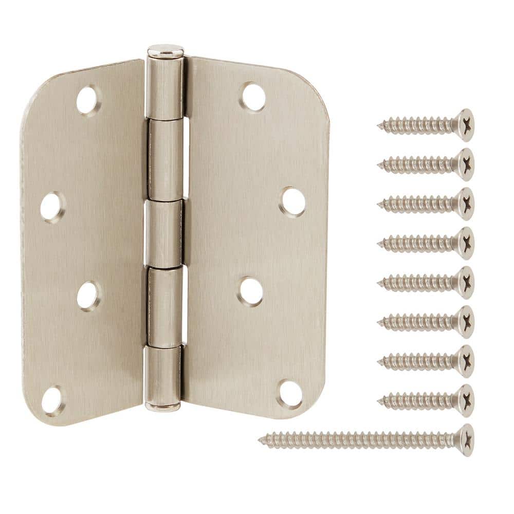 4 in. x 5/8 in. Radius Satin Nickel Squeak-Free Door Hinge