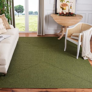 Braided Green 8 ft. x 10 ft. Solid Area Rug
