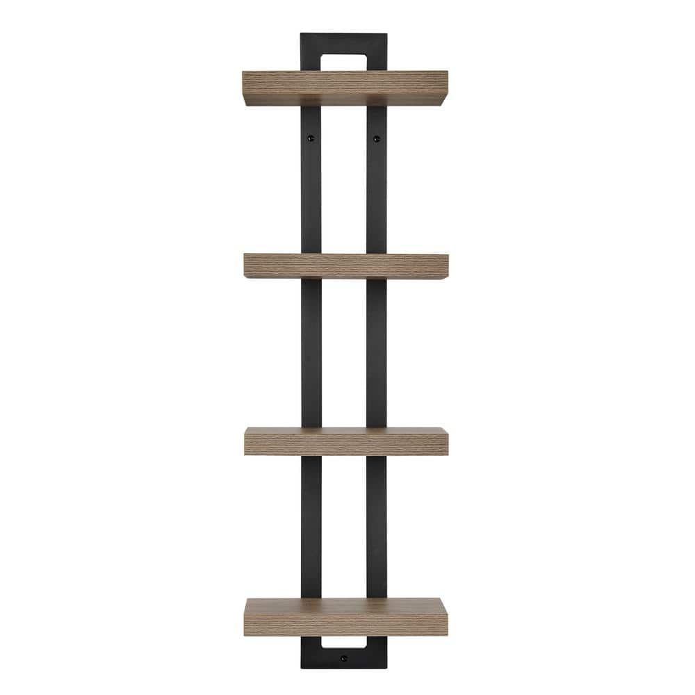 4-Tier Sienna Vertical Wall Shelf Unit Black/Rustic - Danya B.