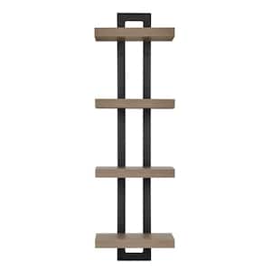 11 in. W x 7.6 in. D x 36 in. Walnut Black Metal 4-Tier Ladder Bracket Floating Decorative Wall Shelf