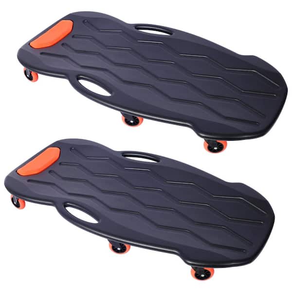 Tidoin 2-Piece 330 lbs. Capacity 42 in. Black Plastic Creeper with Padded Headrest, Carrying Bag and Dual Tool Trays