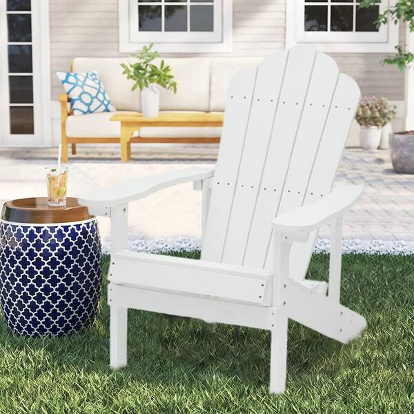 Ergonomically Designed Classic White Plastic Adirondack Chair SM