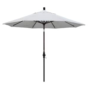 9 ft. Bronze Aluminum Pole Market Aluminum Ribs Collar Tilt Crank Lift Patio Umbrella in Natural Sunbrella