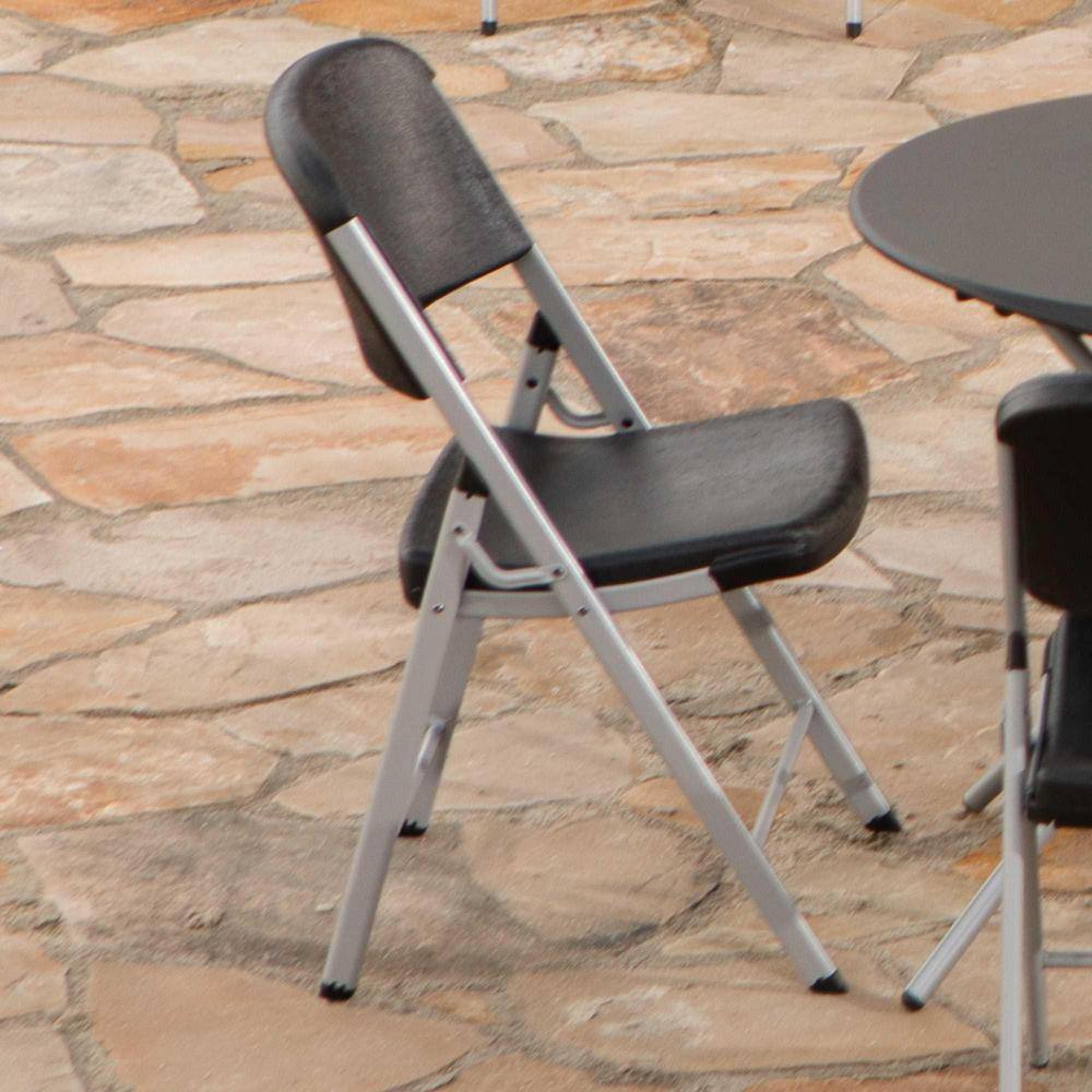 Lifetime Black and Silver Folding Chairs, Set of 4