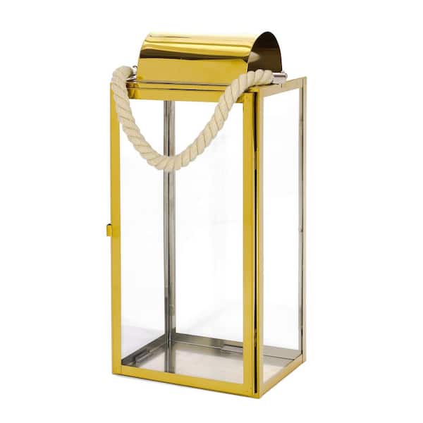 Noble House Ashuelot 6.5 in. x 19 in. Gold Stainless Steel Outdoor Patio Lantern