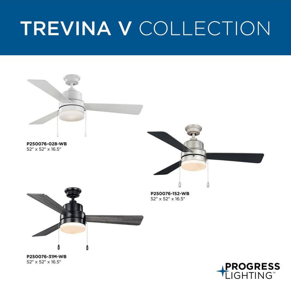 Satin White 52" Ceiling Fan with LED Light and Reversible Blades