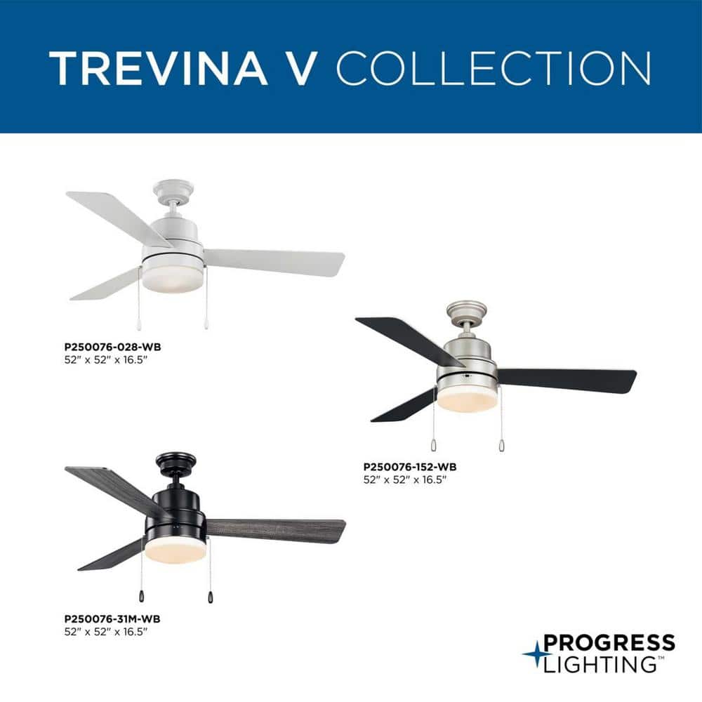 Trevina V Matte Black 52" Ceiling Fan with LED Light