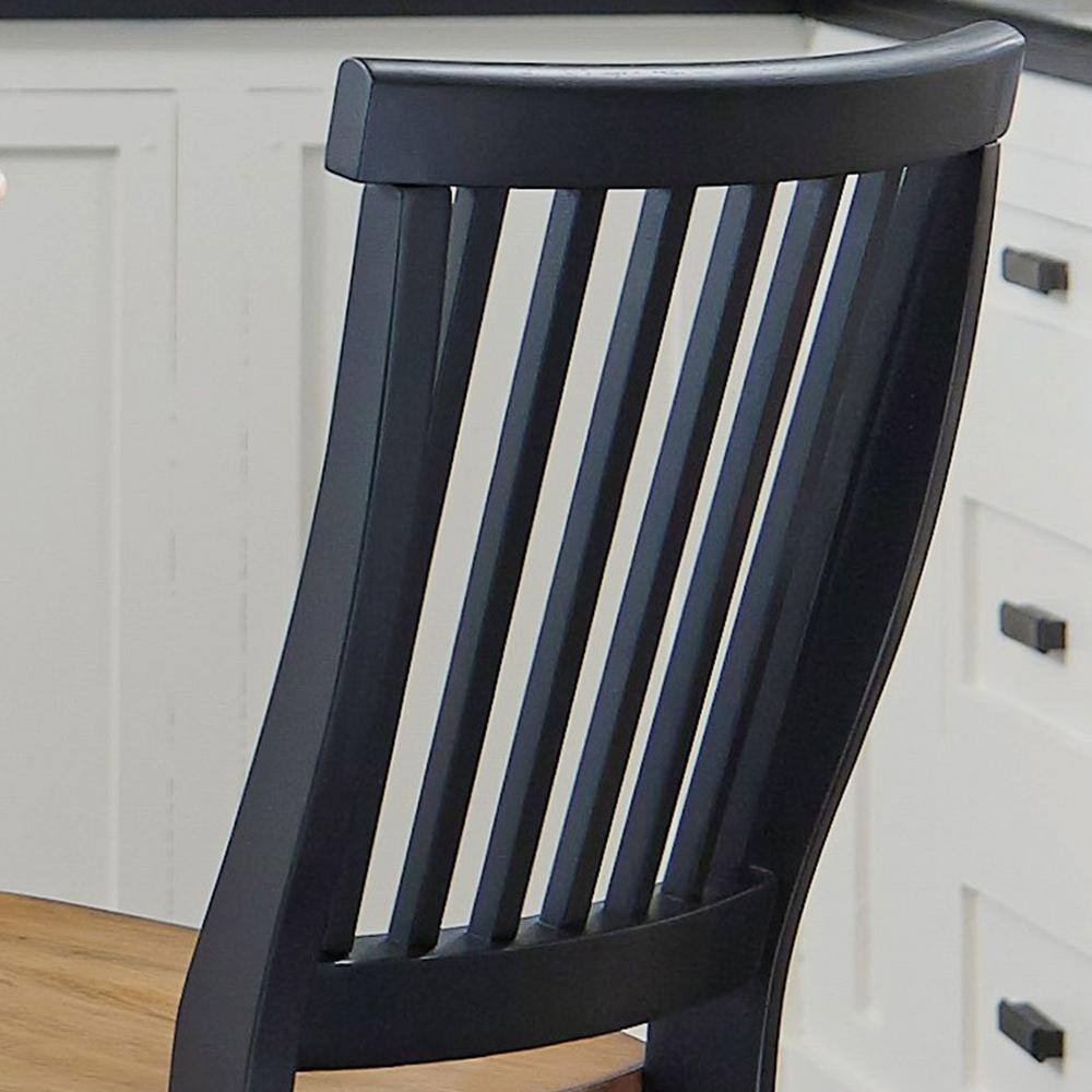 Cottage Comfort Black and Oak 24" Counter Stool with Slat Back