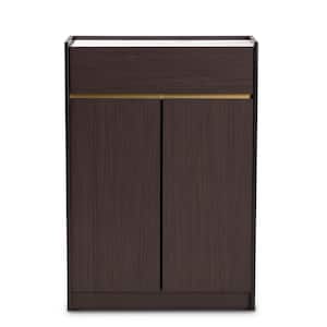 39.4 in. H x 27.5 in. W Brown Wood Shoe Storage Cabinet