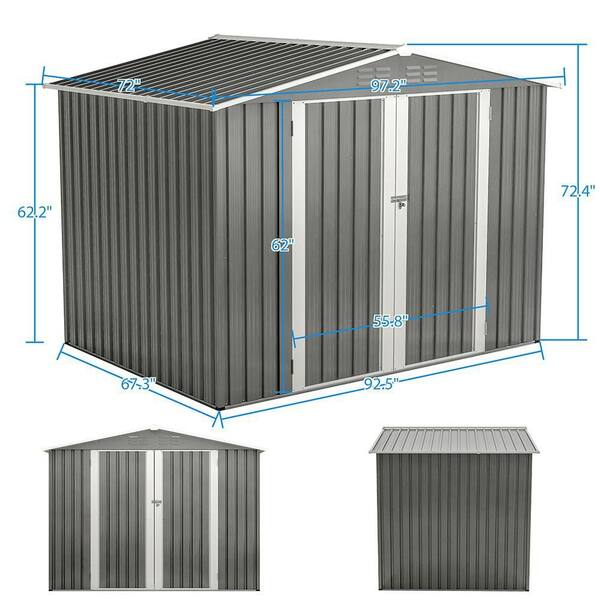 Blisstyle 8 ft. W x 6 ft. D Metal Shed with Double Door (48 sq. ft